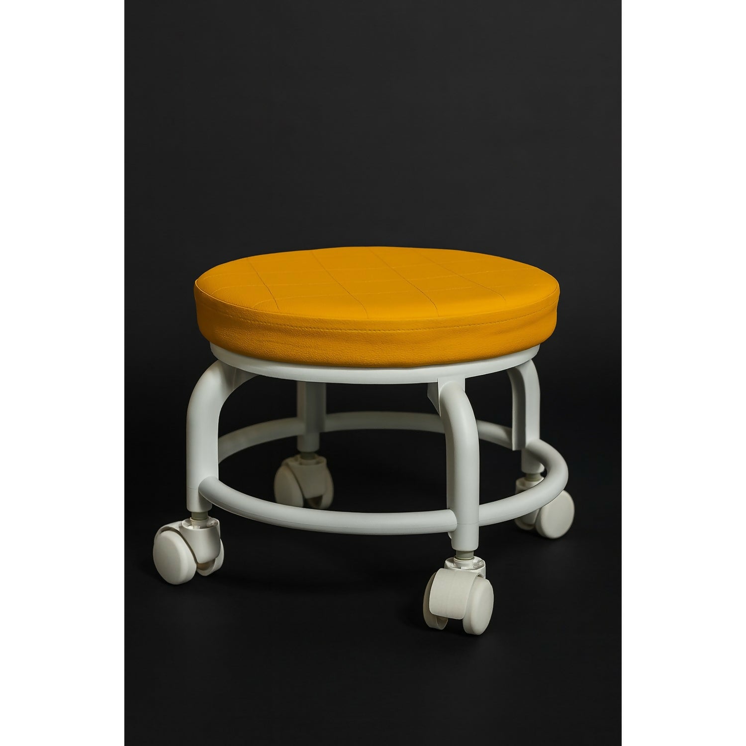 Adjustable Round Stool with Wheels | 360° Rotating Multipurpose Stool for Kids and Adults | Height Adjustable, Comfortable Cushion Seat | Ideal for Study, Kitchen, Salon, Office, Home