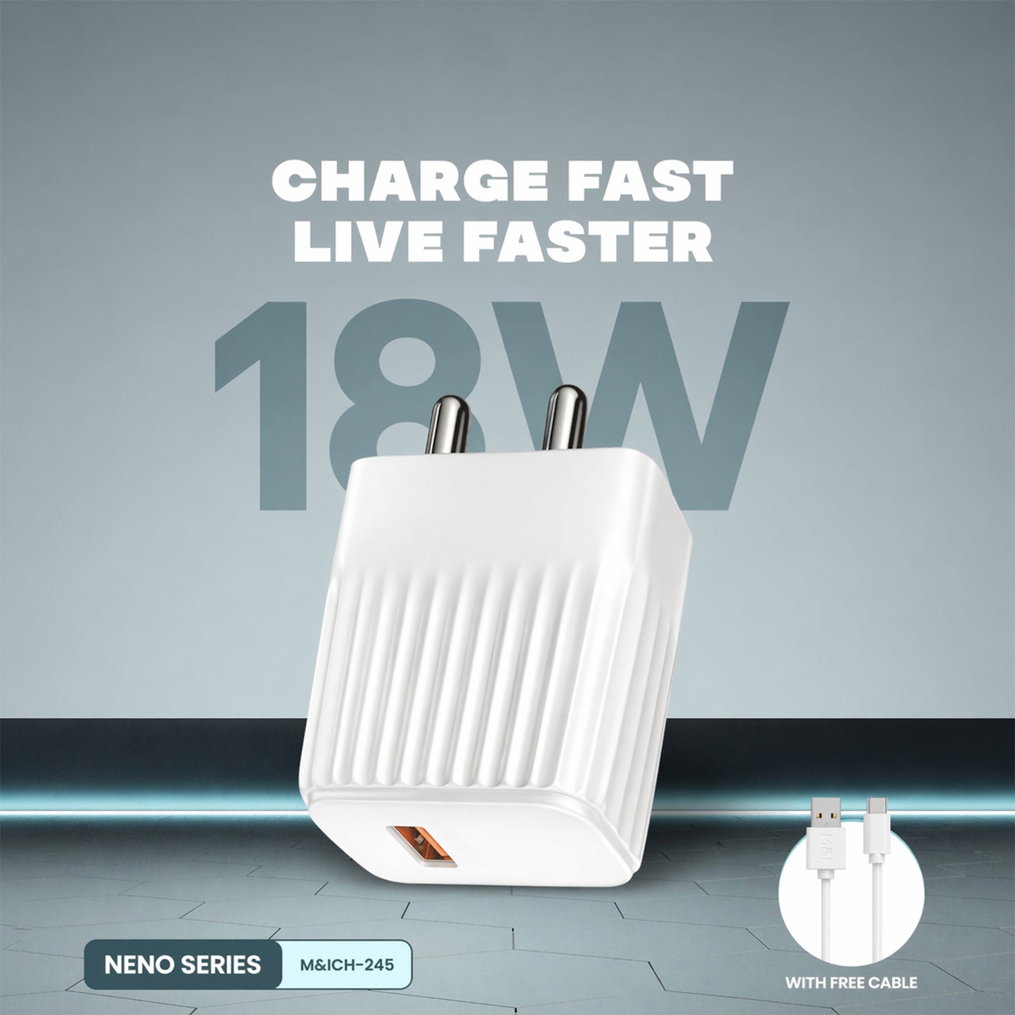 USB charger paired with free Type C charging cable for modern devices