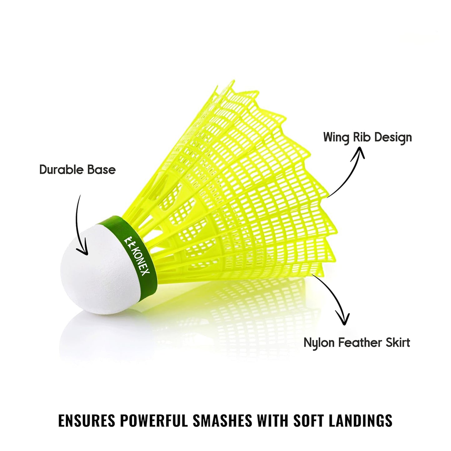 Konex Durable Plastic Shuttlecock (6 Pcs Set)