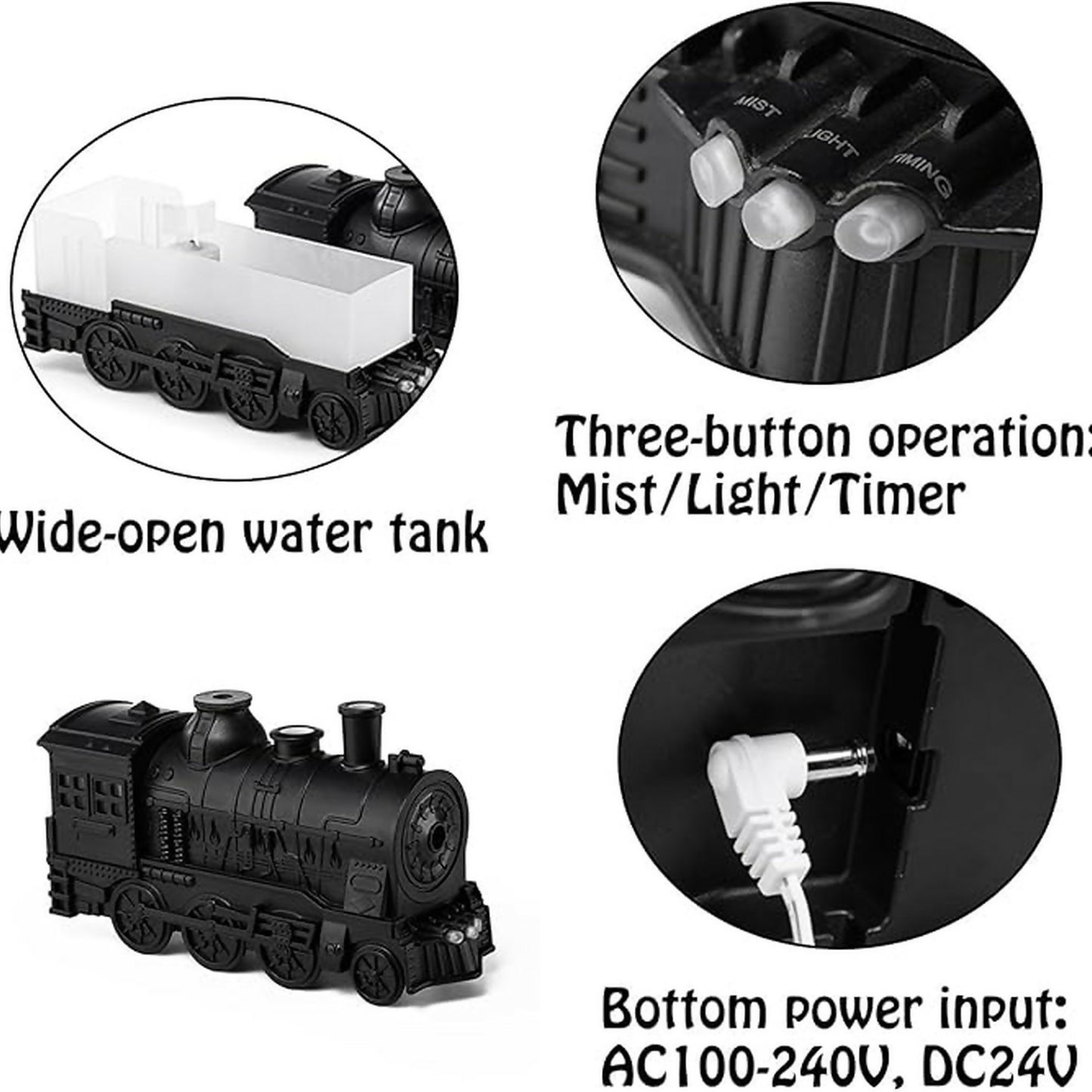Train-Shaped Aroma Diffuser with Double Spray, Flame Lights & Timer Modes