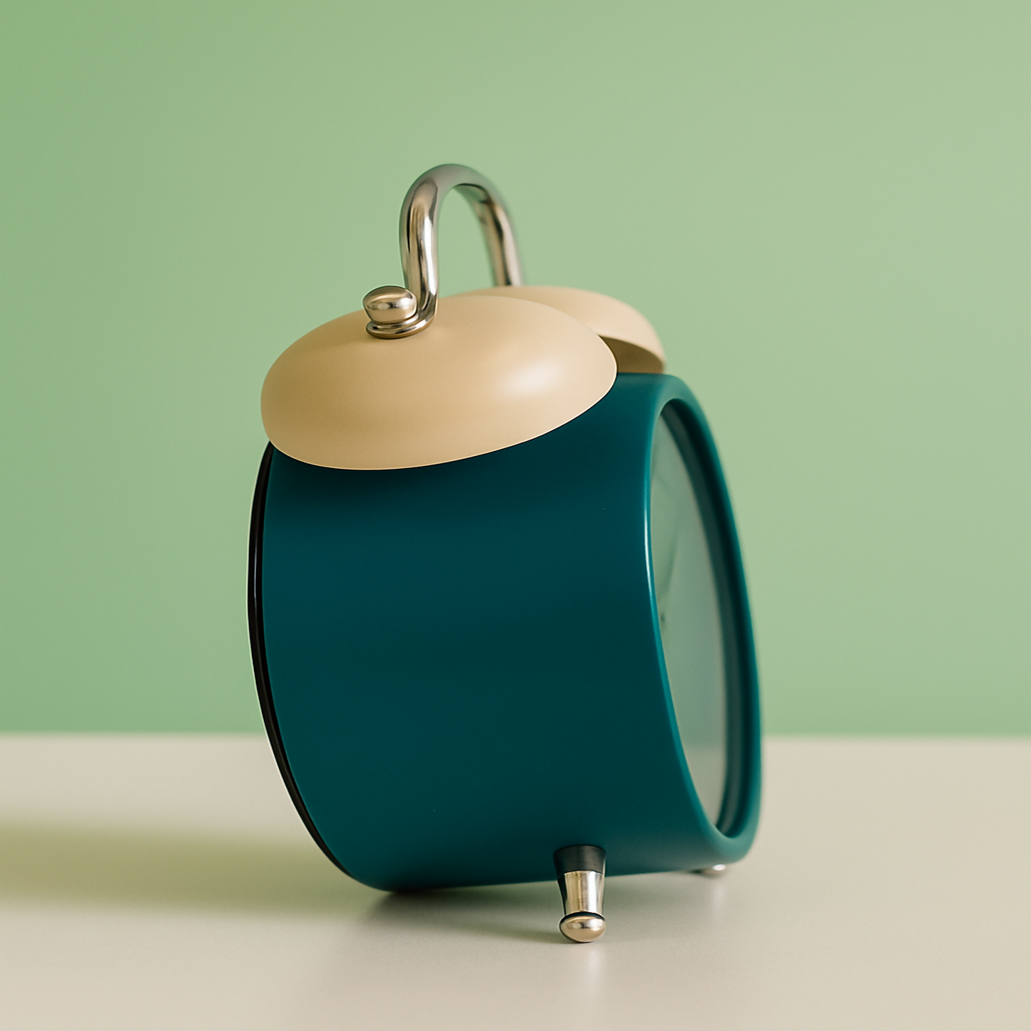 Retro Twin Bell Alarm Clock with Silent Sweep & Night Light – Teal