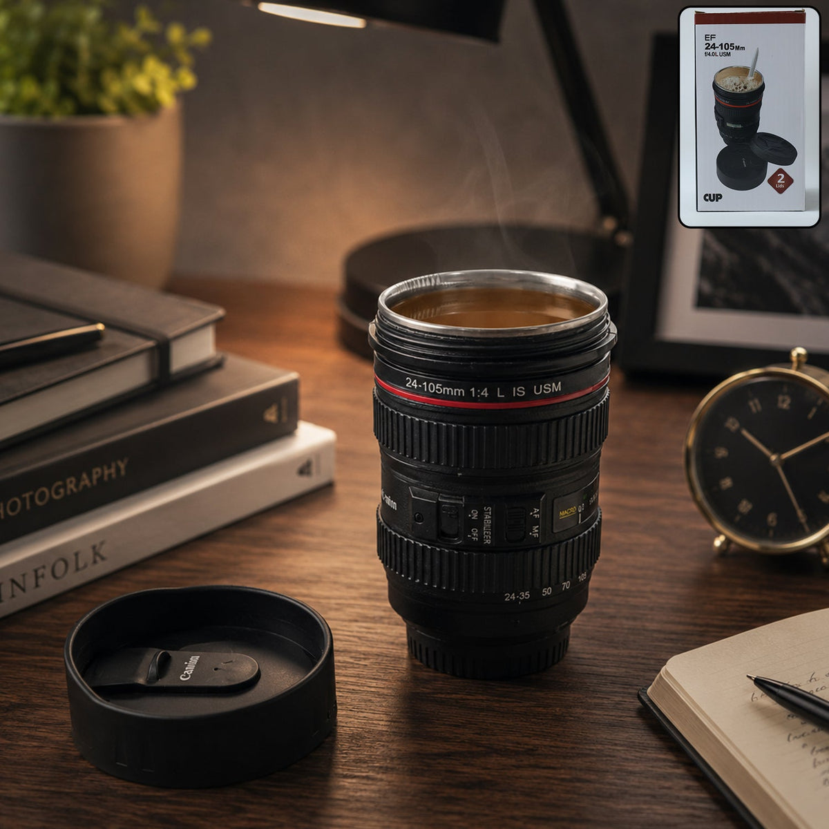 Cute Crab Ice Cube Tray & Camera Lens Design Coffee Mug Combo