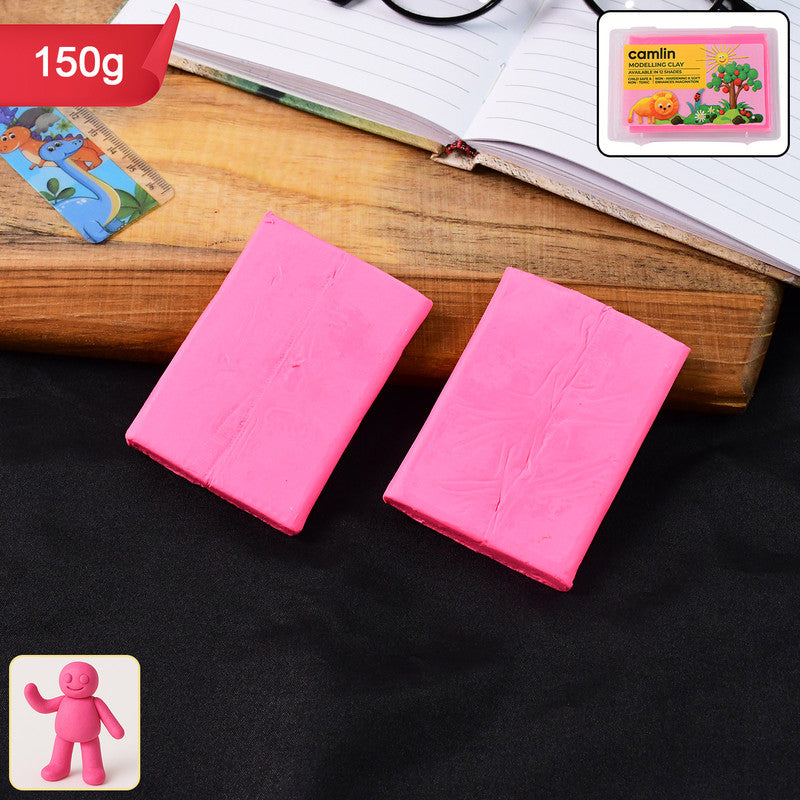 Camlin Modelling Clay – 150 gm Pink Color Soft and Reusable Clay for Creative Crafting