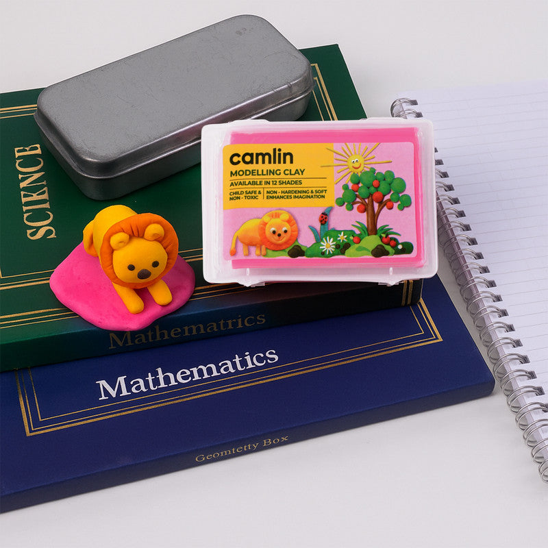 Camlin Modelling Clay – 150 gm Pink Color Soft and Reusable Clay for Creative Crafting