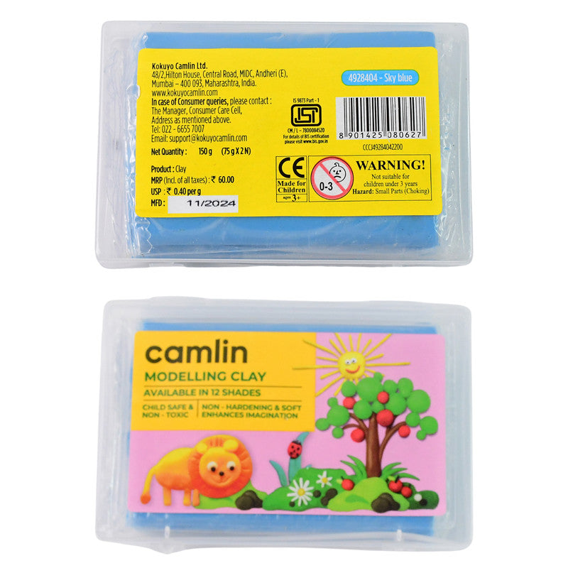 Camlin Modelling Clay – 150 gm Blue Color Soft and Reusable Clay for Creative Crafting