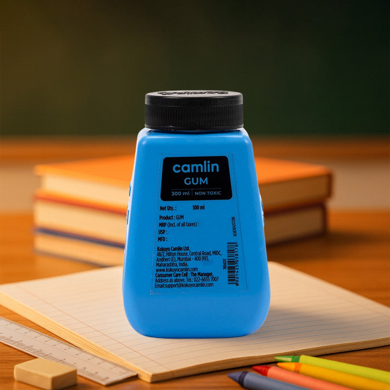 Camlin Gum Adhesive 300 ml – Non-Toxic Glue with Brush Applicator for Paper & Craft Work