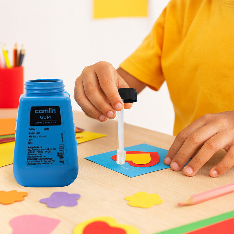 Camlin Gum Adhesive 300 ml – Non-Toxic Glue with Brush Applicator for Paper & Craft Work
