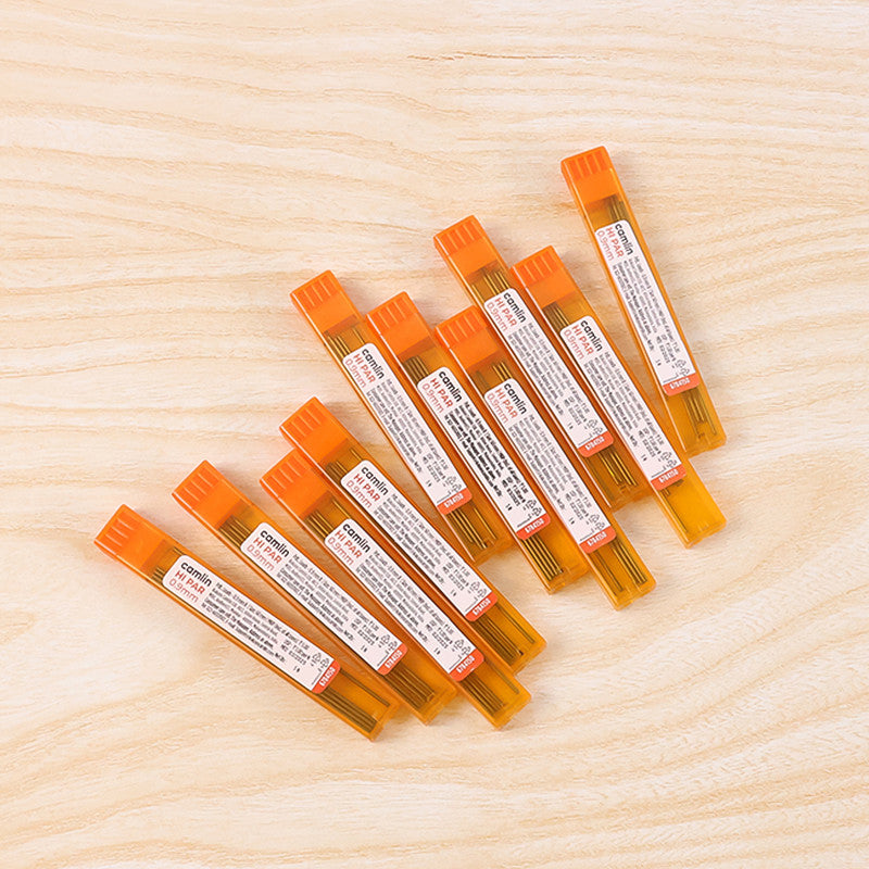 Camlin Hi-Par 0.9 mm Mechanical Pencil Leads – High Polymer Strong Leads for Smooth Writing (Pack of 10 Tubes, 5 Leads in Each)