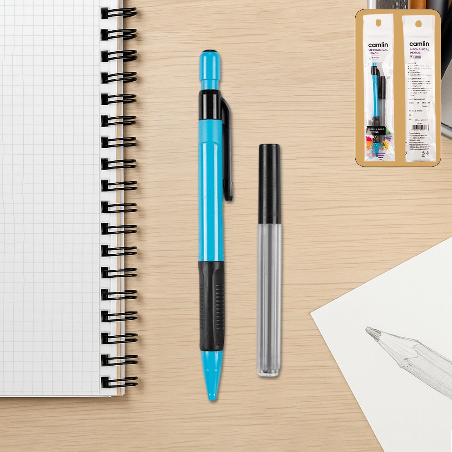 Camlin Mechanical Pencil 2.0mm with Dark & Bold Writing – Easy to Sharpen