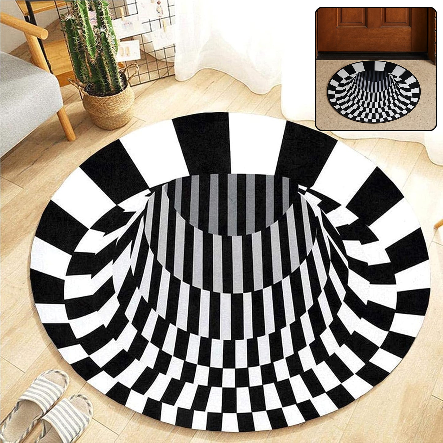 3D Space Round Carpet, Floor Mat Non-Woven Doormat (60 Cm)