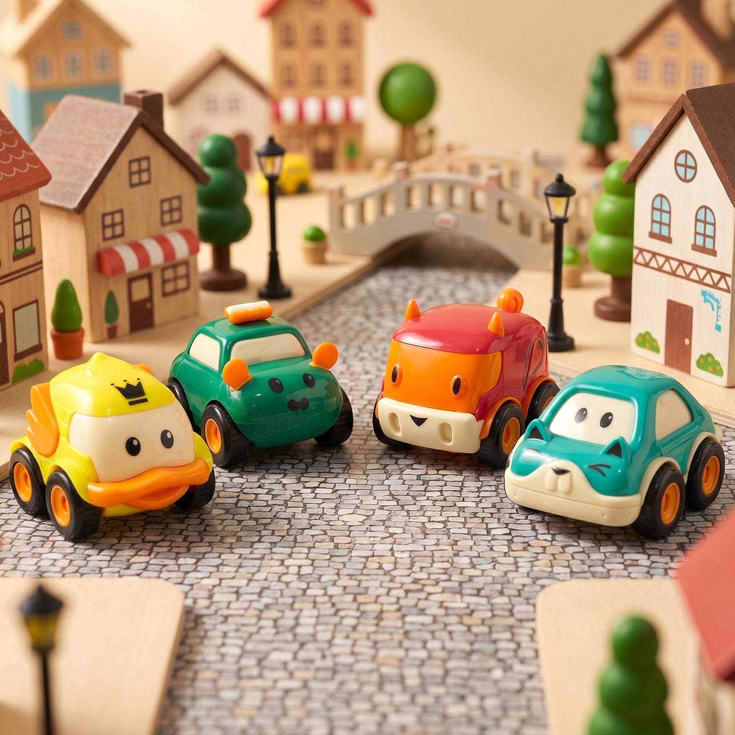 Funwoods Animal Cartoon Pull-Back Toy Car Set Pack 4 Pc