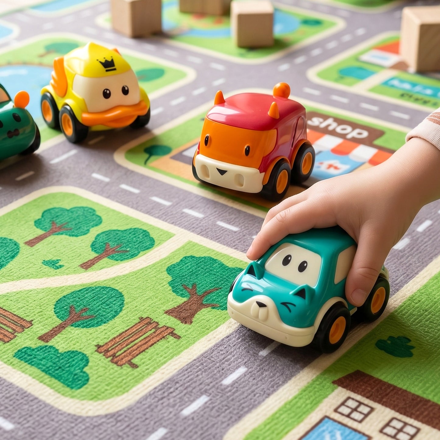 Funwoods Animal Cartoon Pull-Back Toy Car Set Pack 4 Pc