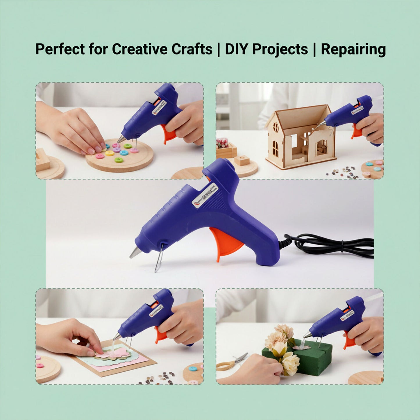 Electric 40W Fast Heating Hot Melt Glue Gun for DIY Crafts, Repairs, Paper, Plastic & Accessories