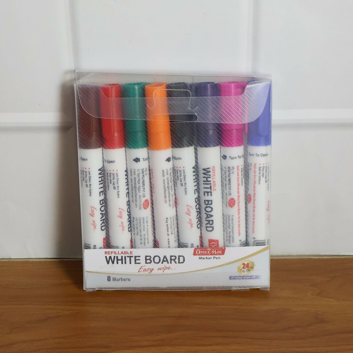 Officemate Refillable Whiteboard Marker Pen Set – 8 Vibrant Colours
