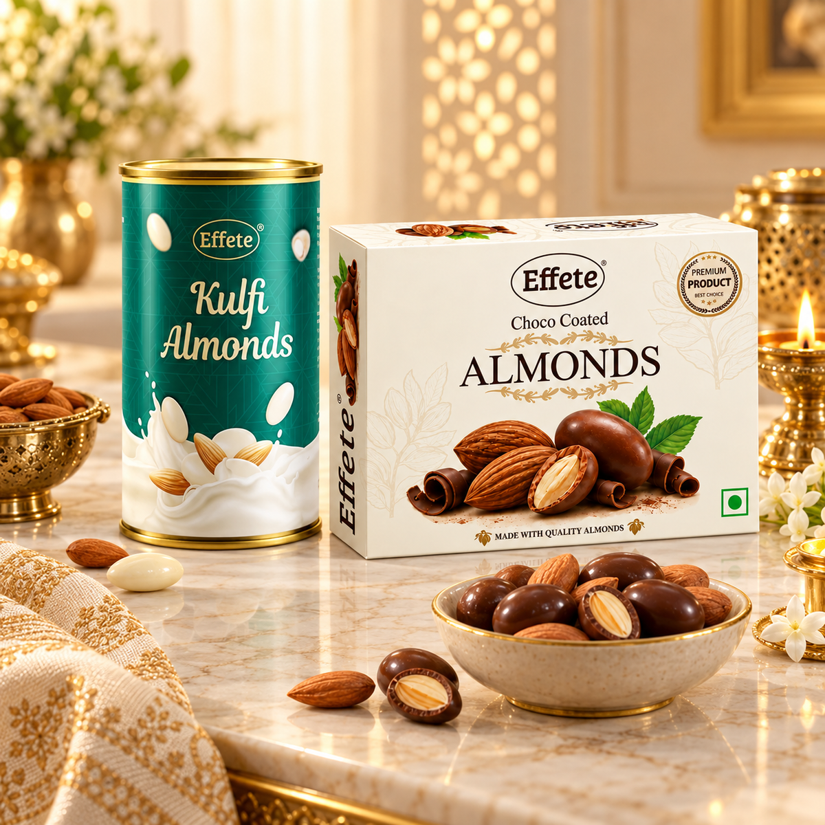 Premium Almond Delight Duo – Kulfi Almonds & Choco Almonds