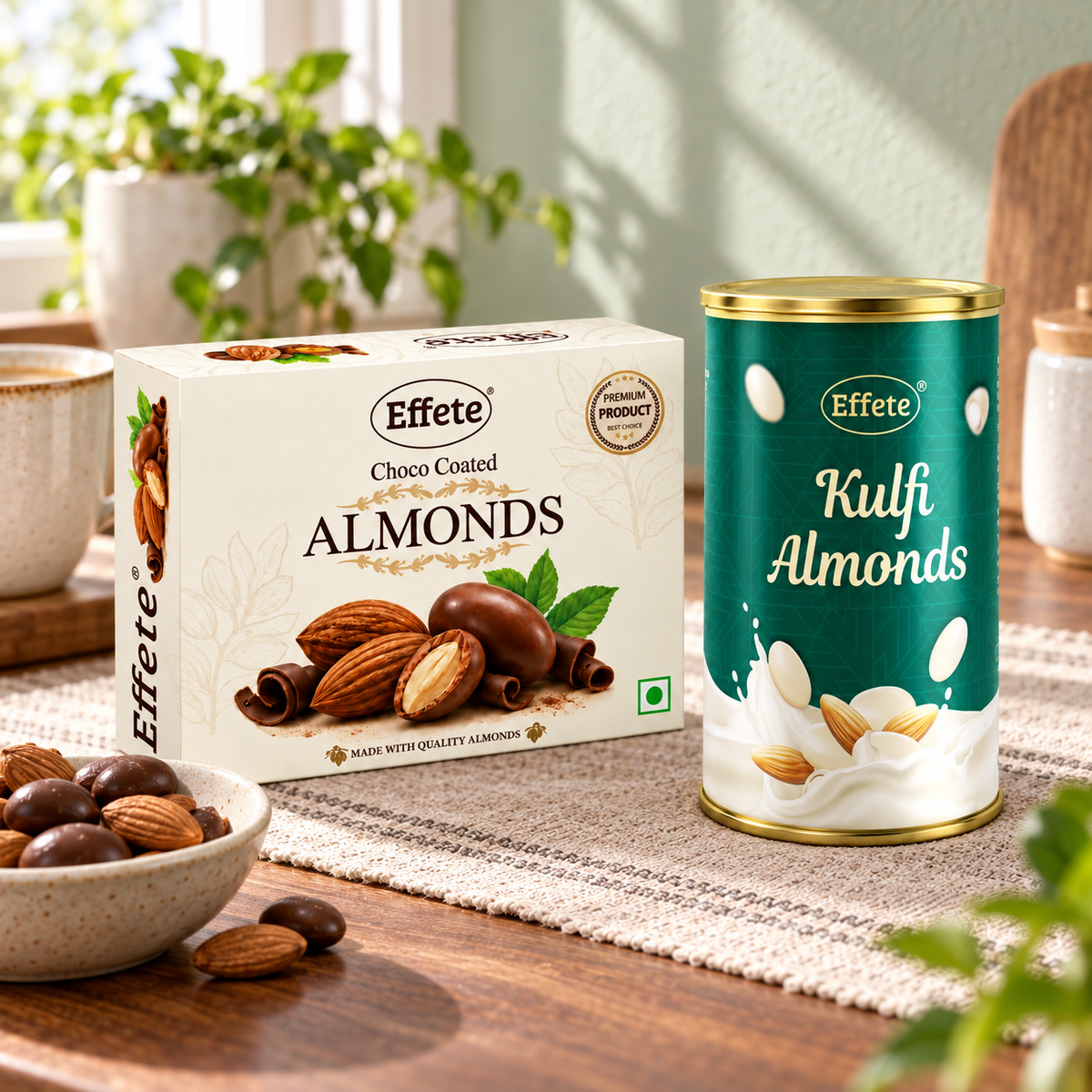 Premium Almond Delight Duo – Kulfi Almonds & Choco Almonds