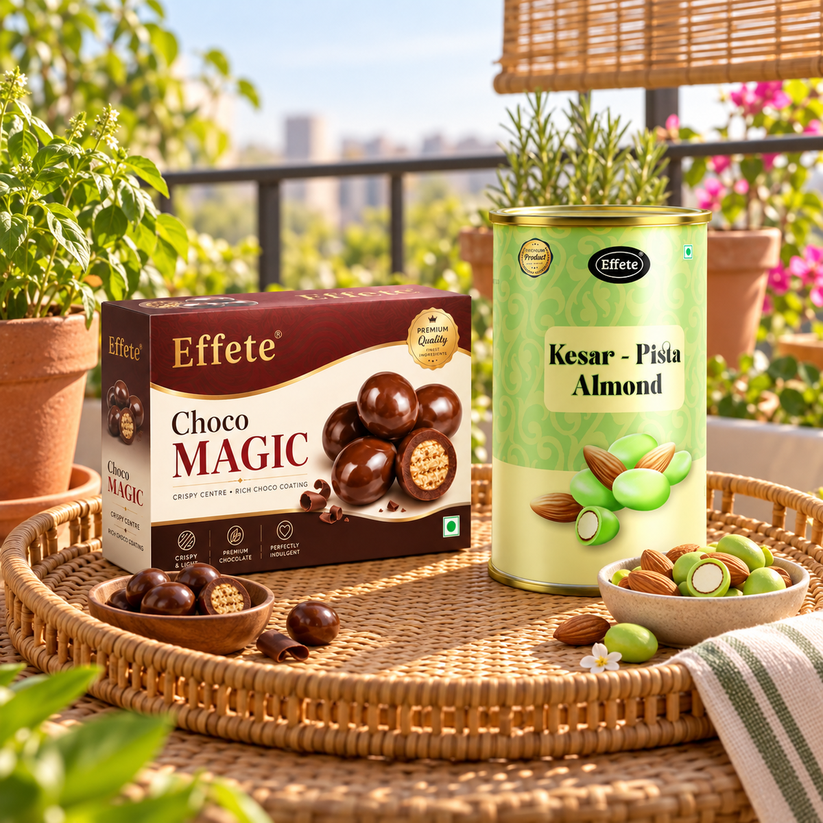 Kesar Pista Almonds with Choco Magic Chocolate Bites for Celebrations and Sharing