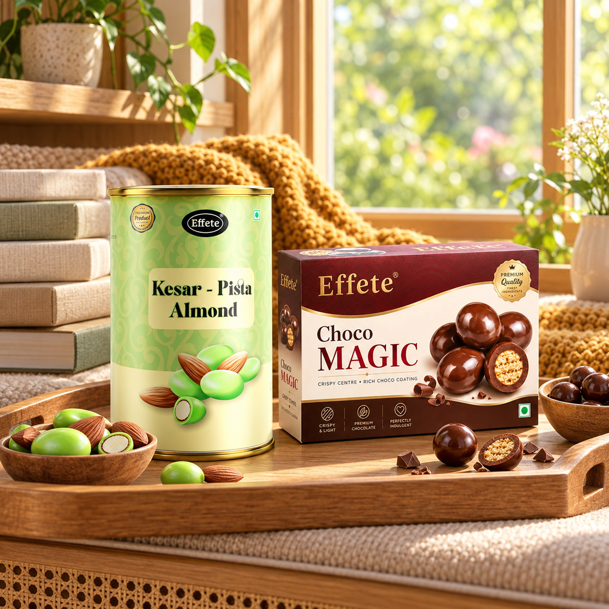 Kesar Pista Almonds with Choco Magic Chocolate Bites for Celebrations and Sharing