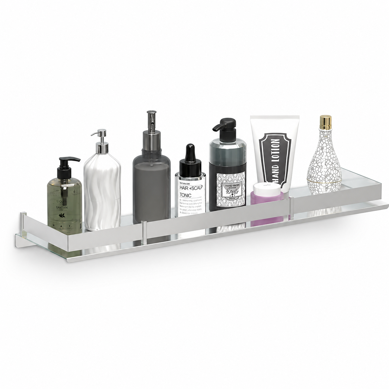 Wall Mounted Stainless Steel Bathroom Shelf for Toiletries, Shampoo & Storage (5x18 Inch)