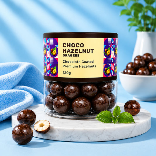 Oracle Choco Hazelnut Dragees, Smooth Chocolate-Coated Crunchy Hazelnut Treat 120g