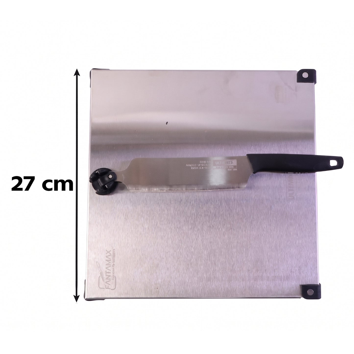 Stainless Steel 2 in 1 Cut and Chop Board with Knife and Sharpener (1 Set)