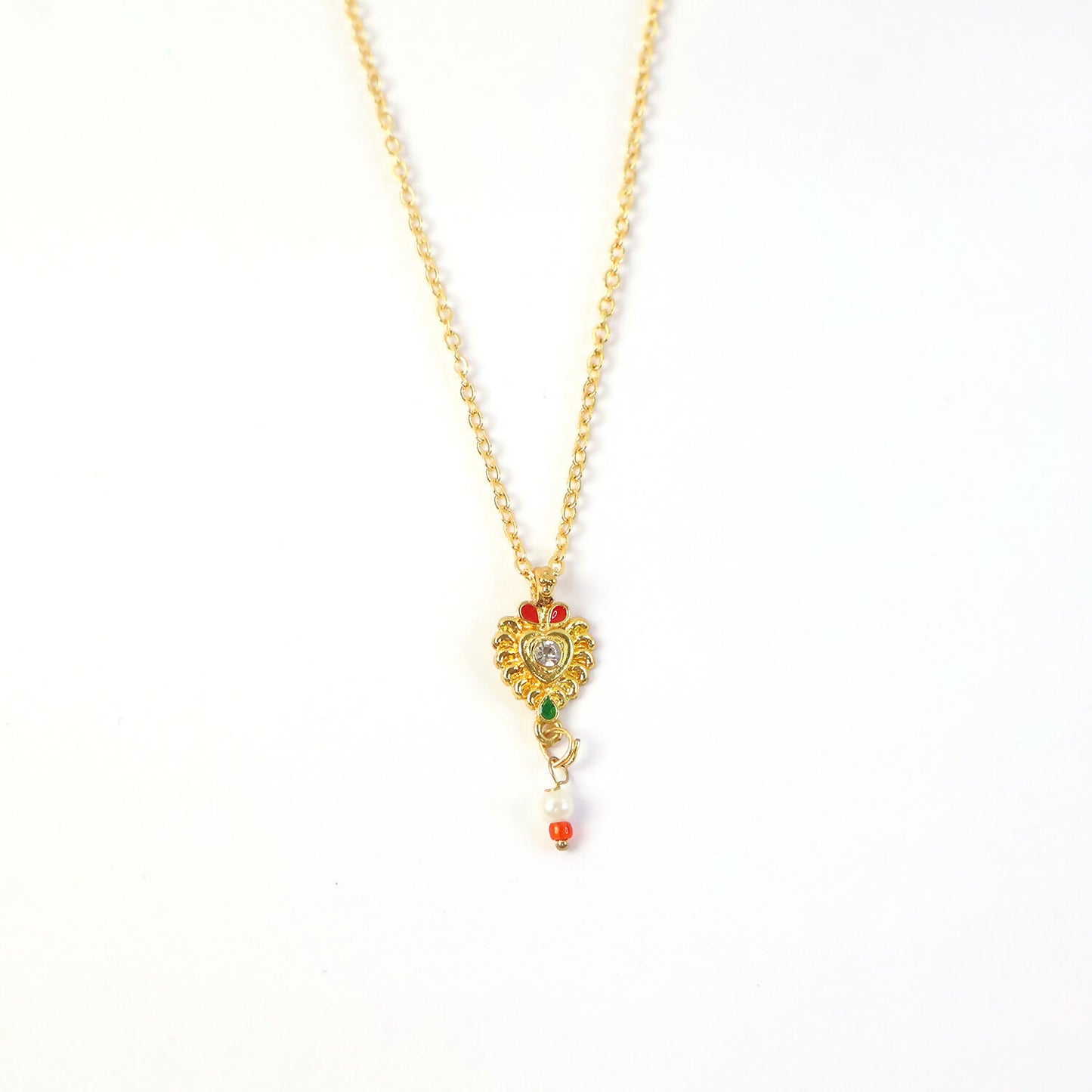 Elegant Heart Motif Pendant Necklace with Chain for Women