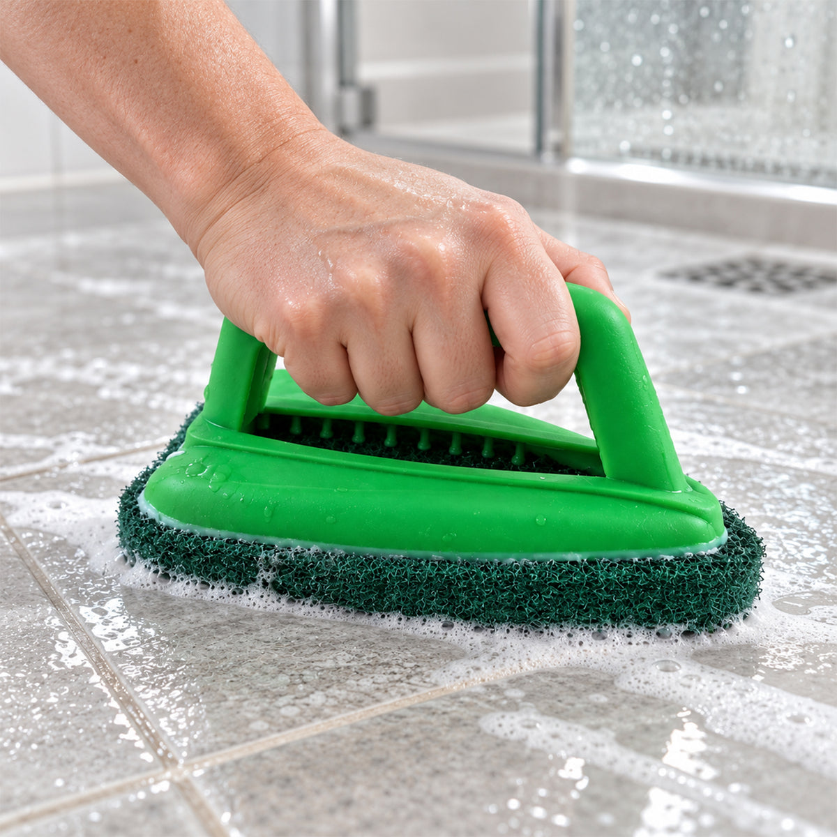 Bathroom Tile Scrubber – Abrasive Head & Handle | Pro Clean