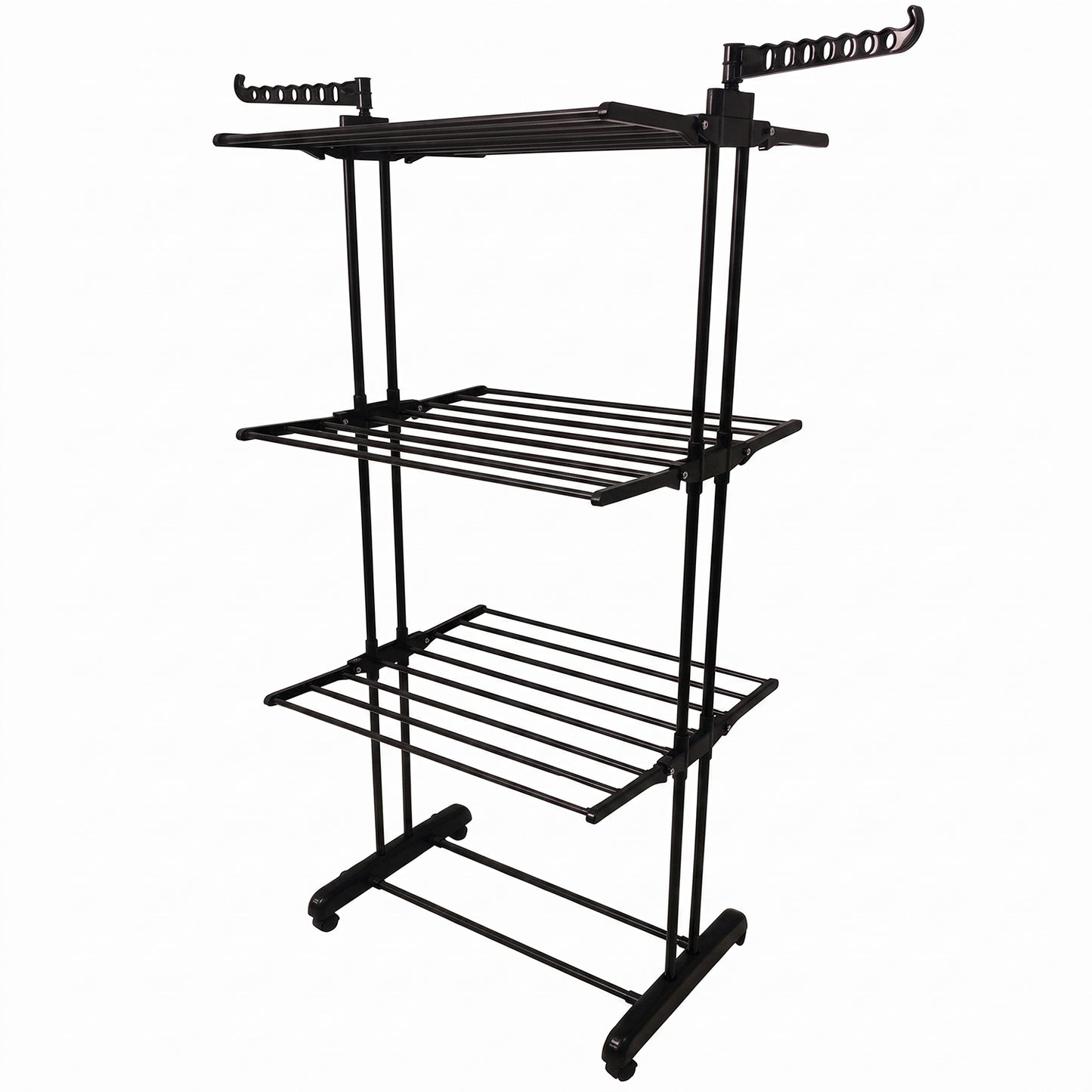 Metal Expandable Garment Rack 3 Layer Cloth Drying Stand with Wheels (1 Pc)