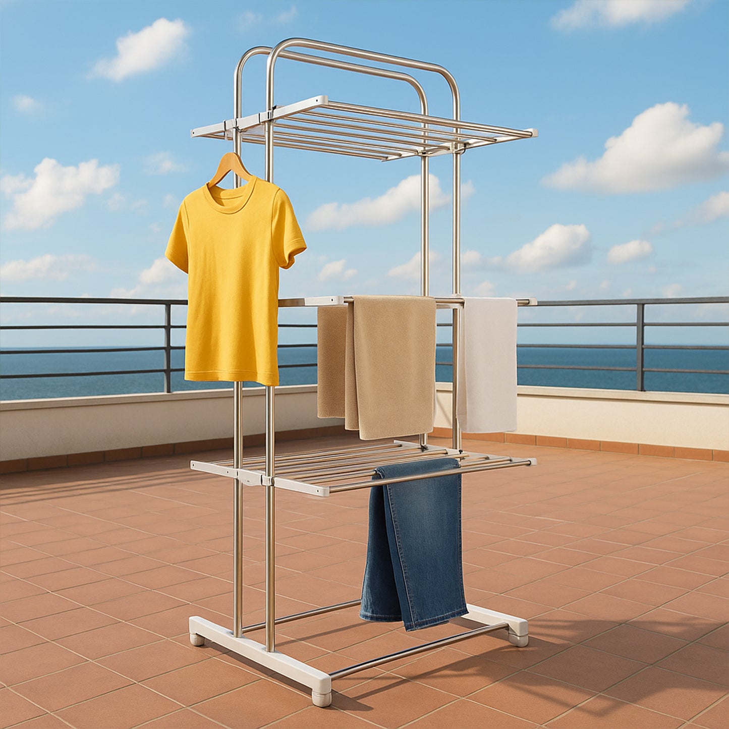 Foldable Cloth Drying Stand with Wheels