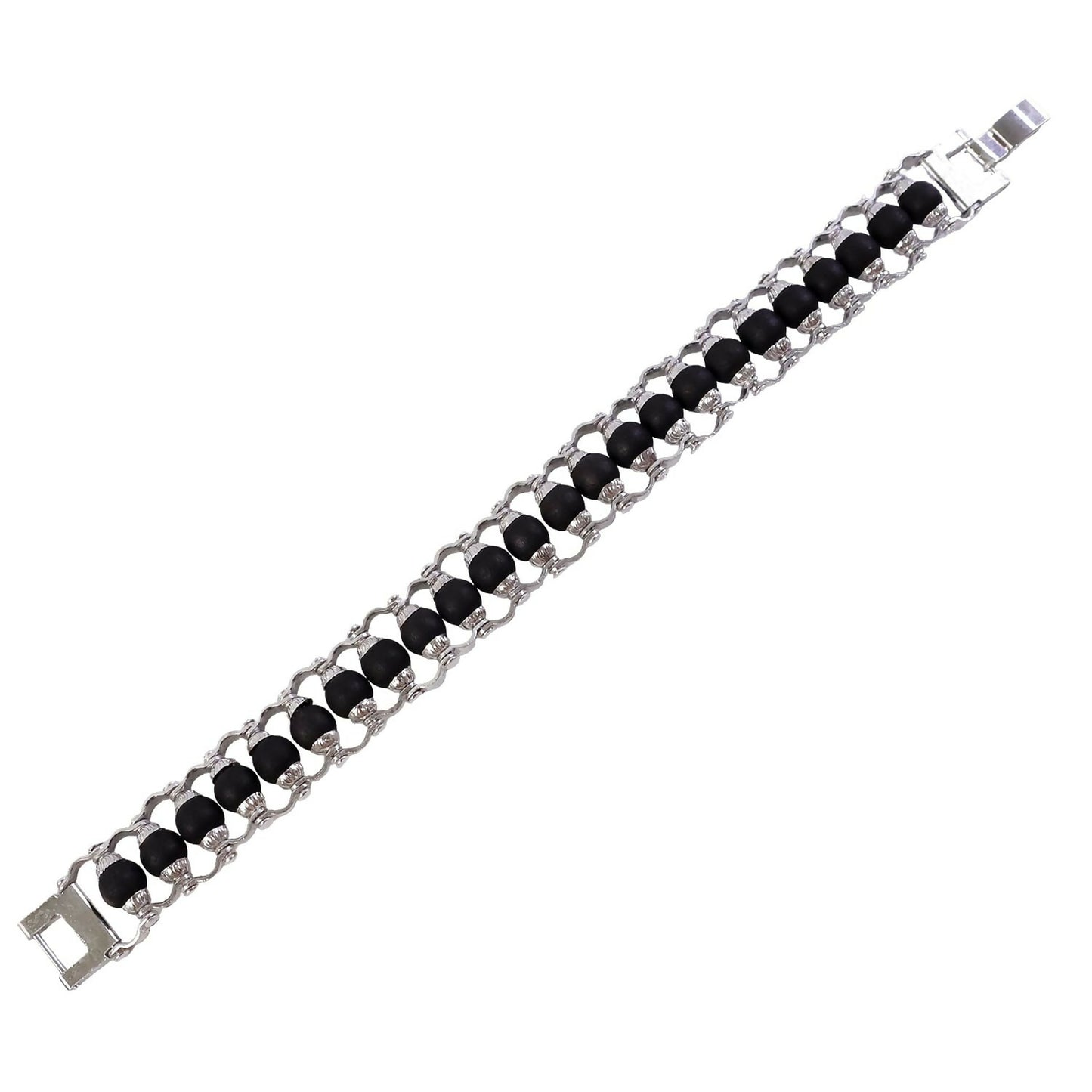 Stylish Karungali Black Bead Silver plated Chain Bracelet for Men Trendy Designer Wrist Wear