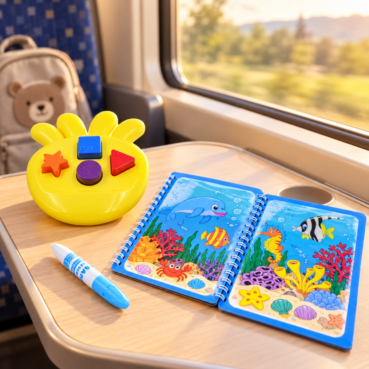 Kids Learning Combo – Magic Water Colouring Book & Flower Shape Sorter Toy