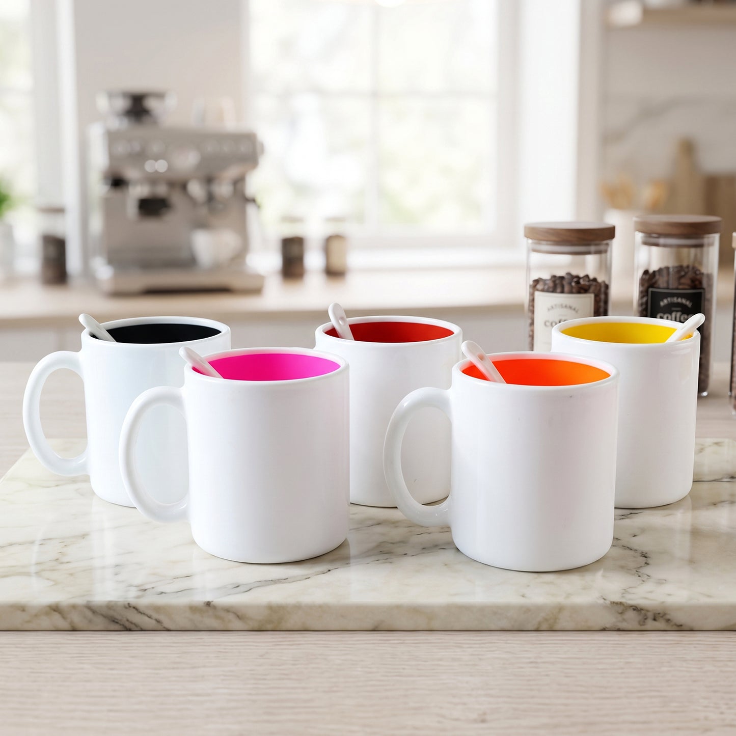 Coffee Mug with Spoon – Designer, Lead-Free Ceramic | Tidy Table