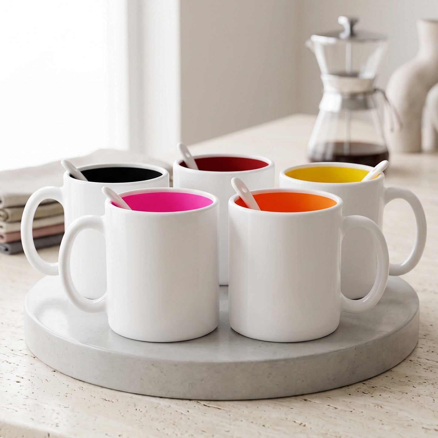 Coffee Mug with Spoon – Designer, Lead-Free Ceramic | Tidy Table