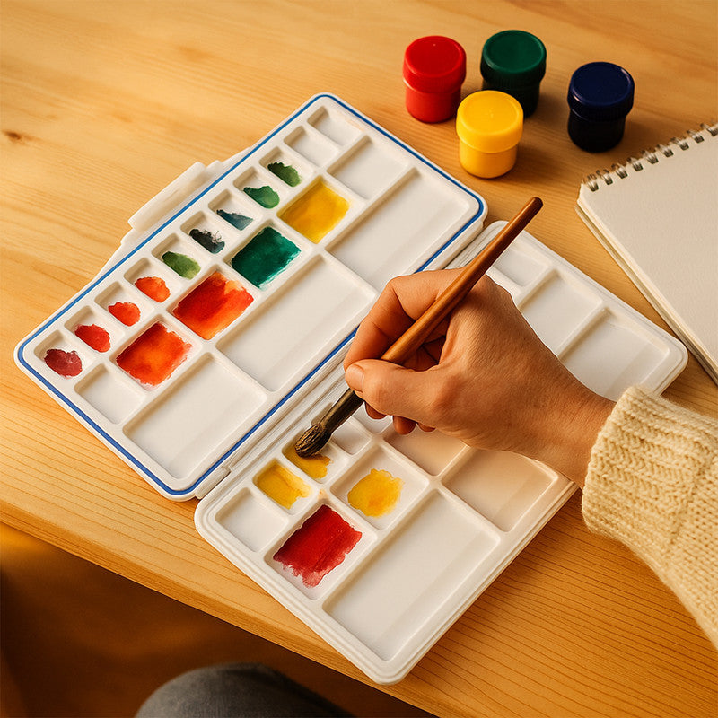 Khyati Airtight Colour Mixing Plate – Portable Folding Paint Palette with Silicone Seal