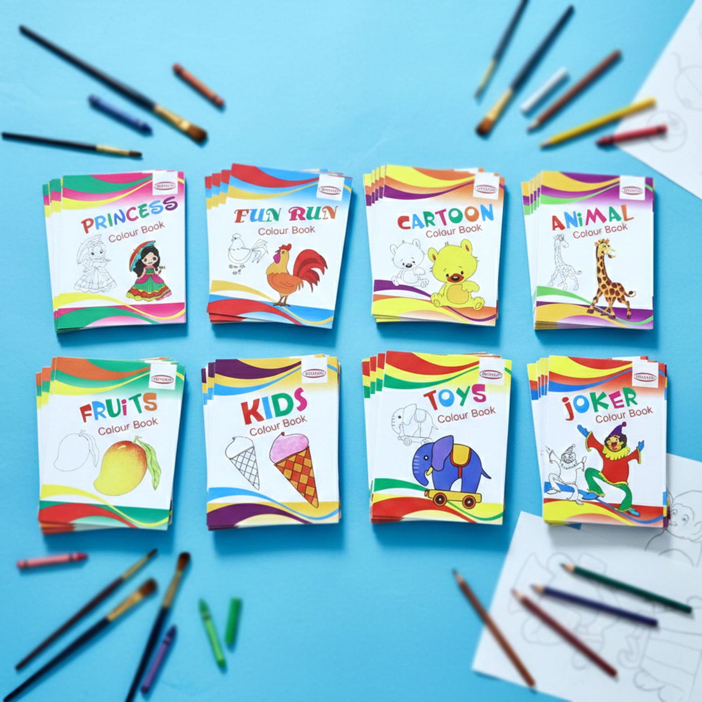 Happy child colouring with educational book set