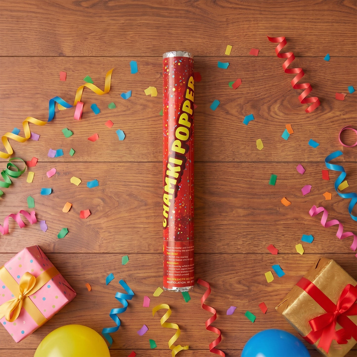 Red Chamki Confetti Party Popper for Birthday Wedding and Celebration (1 Pc)