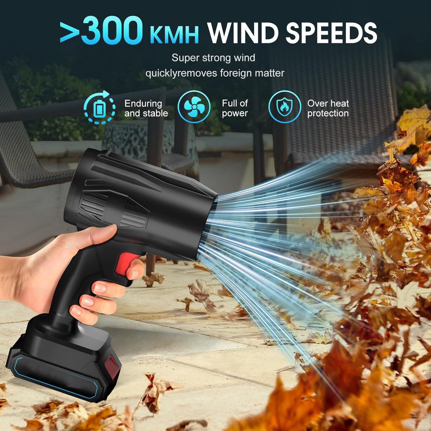 High-Power Cordless Leaf Blower Fan with Rechargeable Battery (1 Pc)