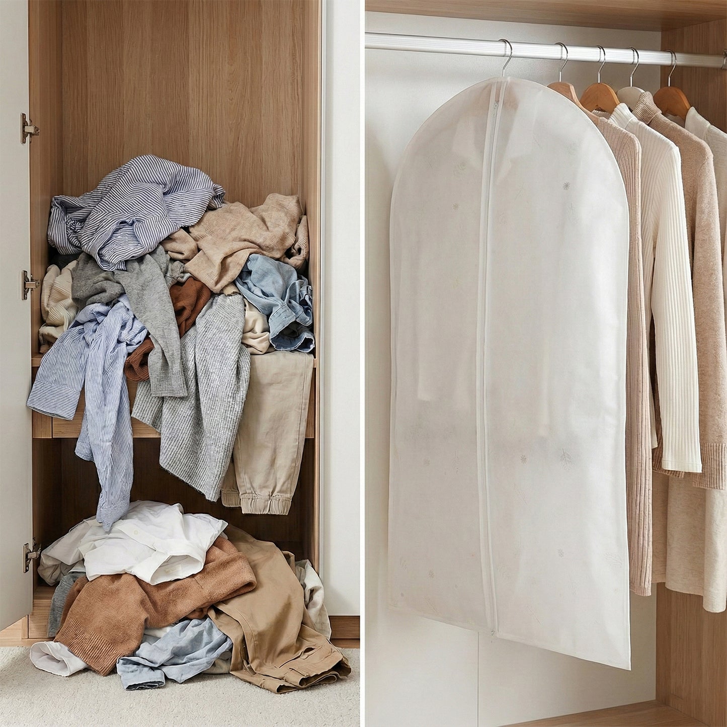 Breathable Hanging Garment Storage Cover (1 Pc / Mix Design)