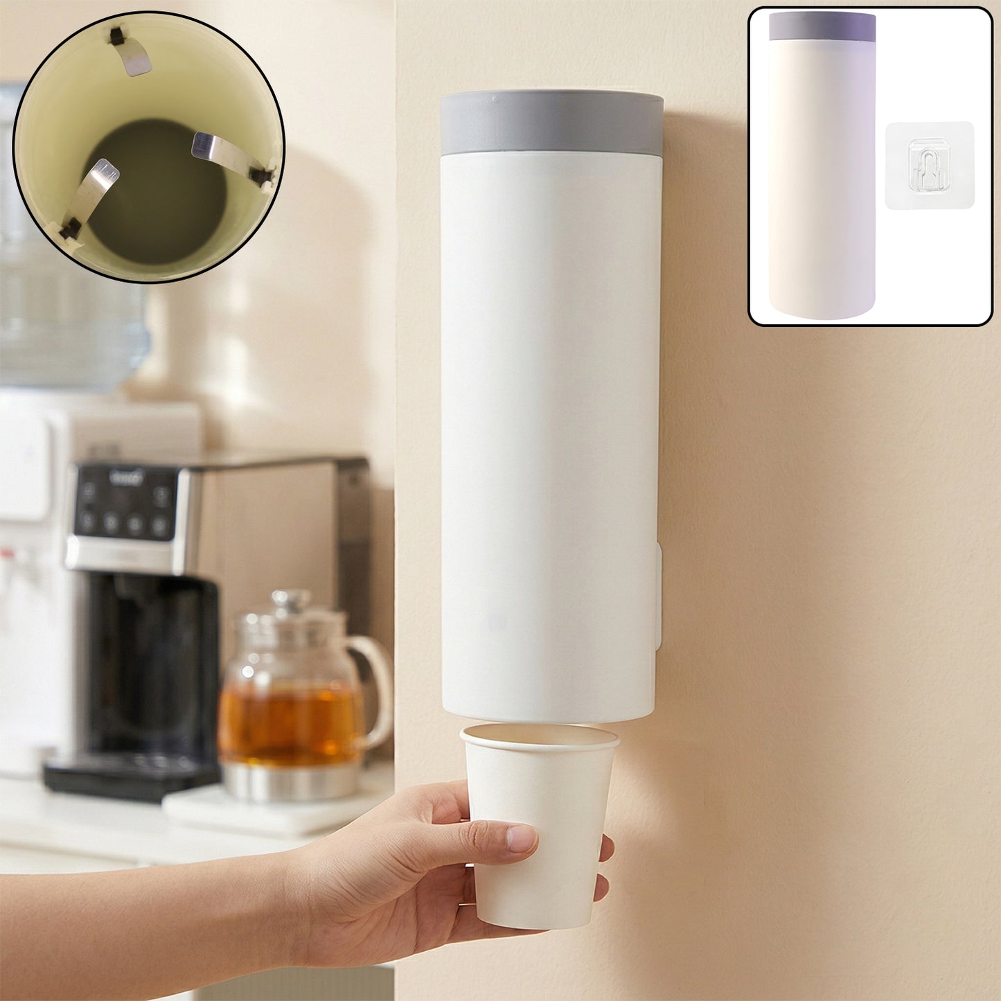 Wall mounted disposable paper cup holder storage dispenser