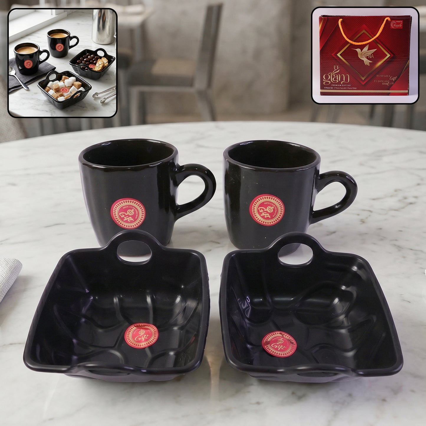 Play Station ceramic tea cup and serving bowl set