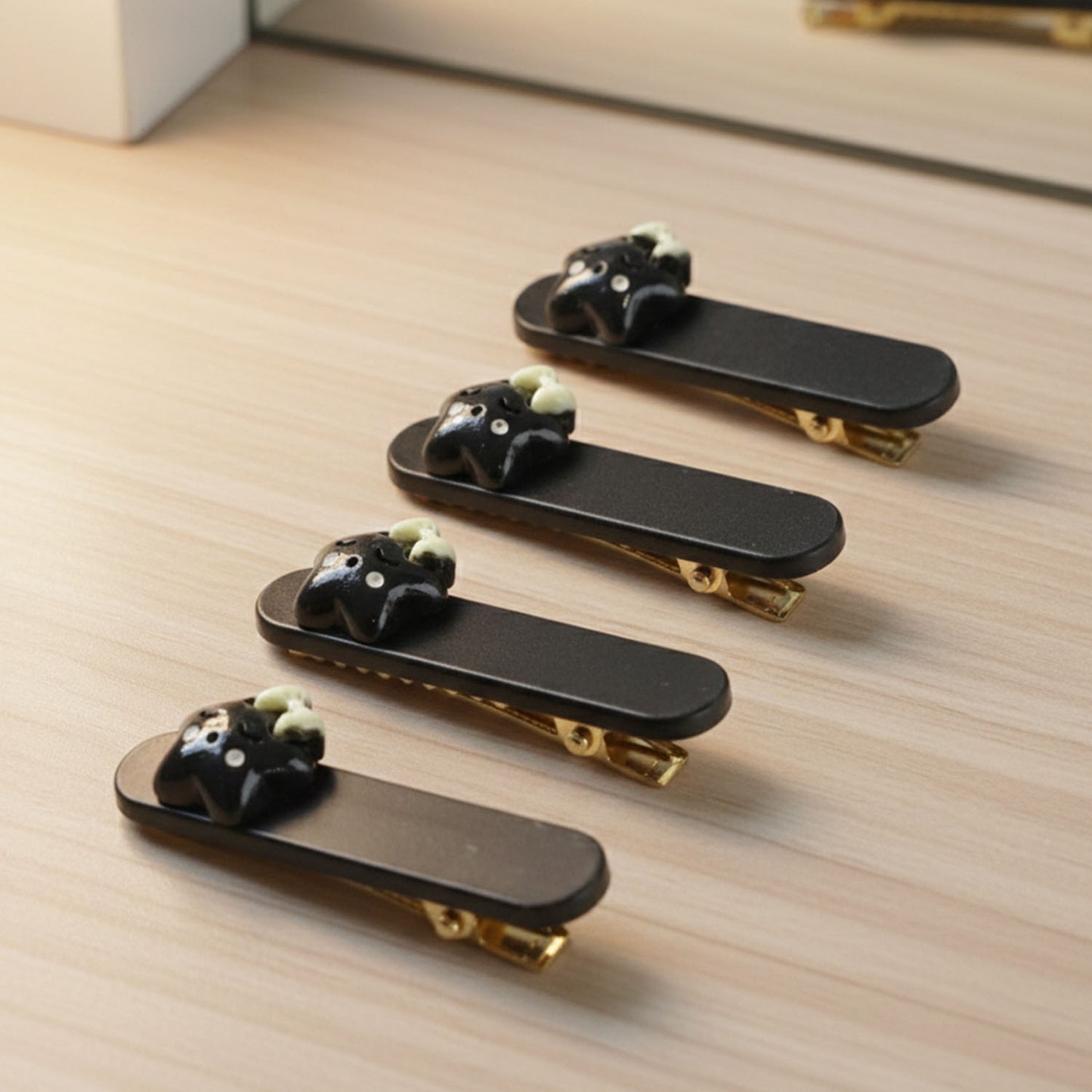 Cute Cat Design Premium Matte Finish Hair Clips (4 Pc)