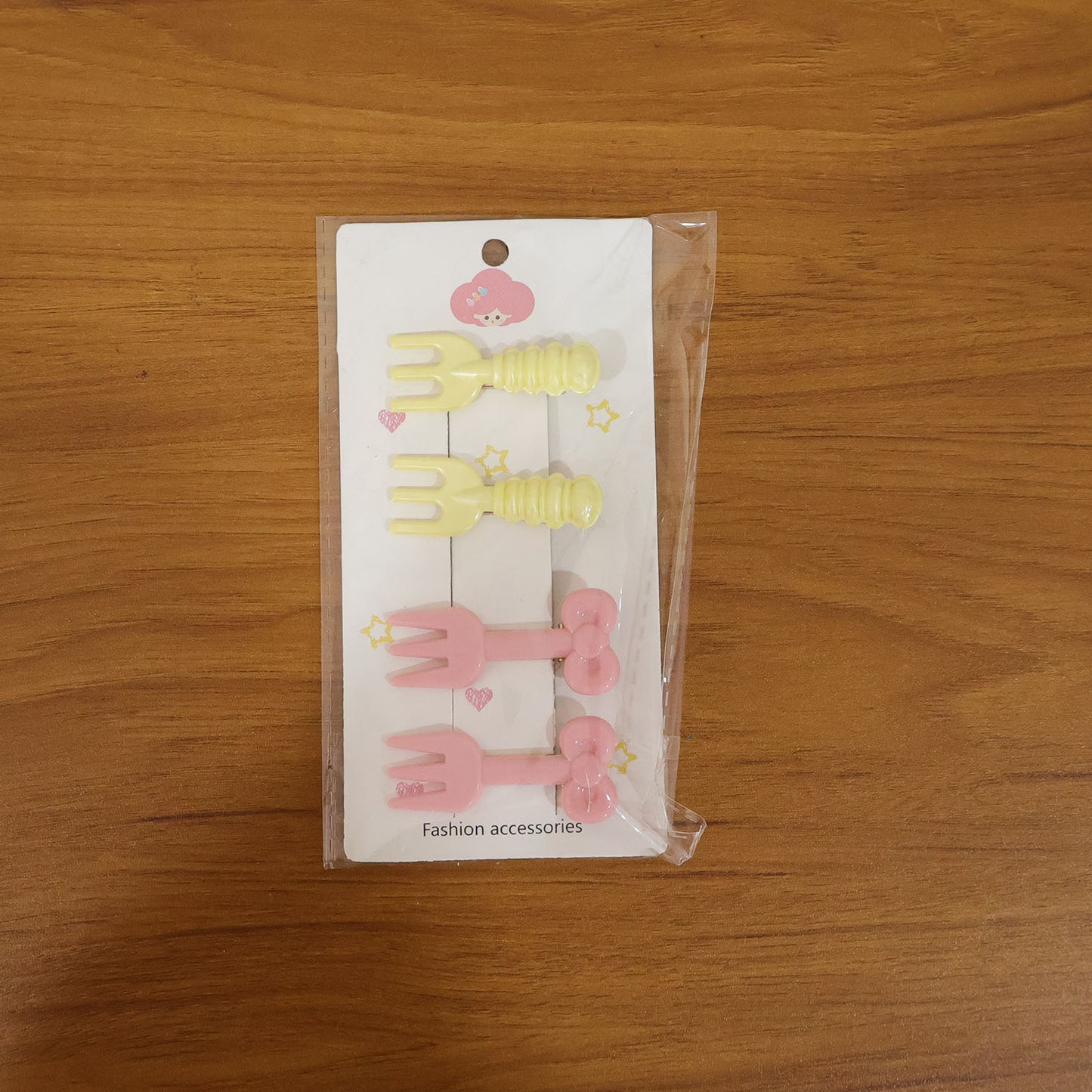 Cute Mini Fork Shaped Hair Clips Set for Girls and Women (4 Pc)