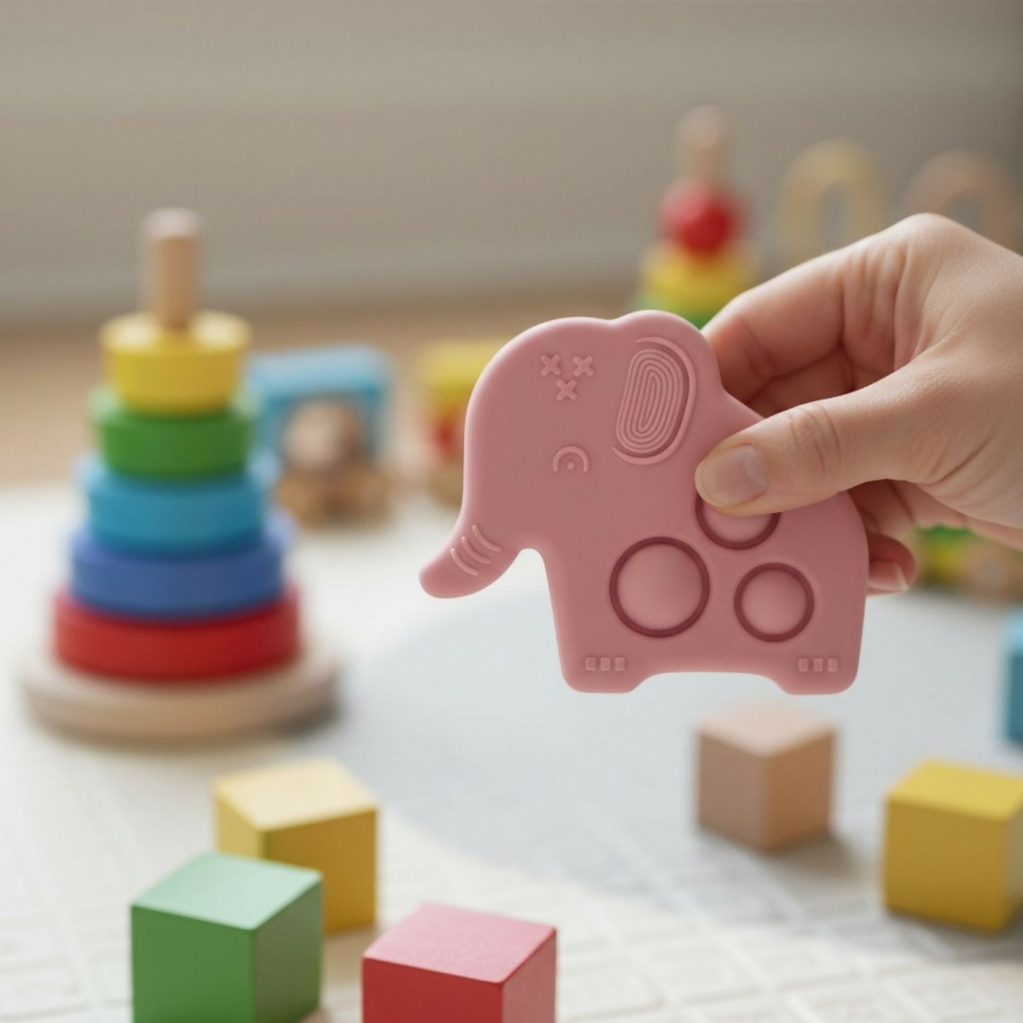 Baby Elephant Pop it Silicone Teether