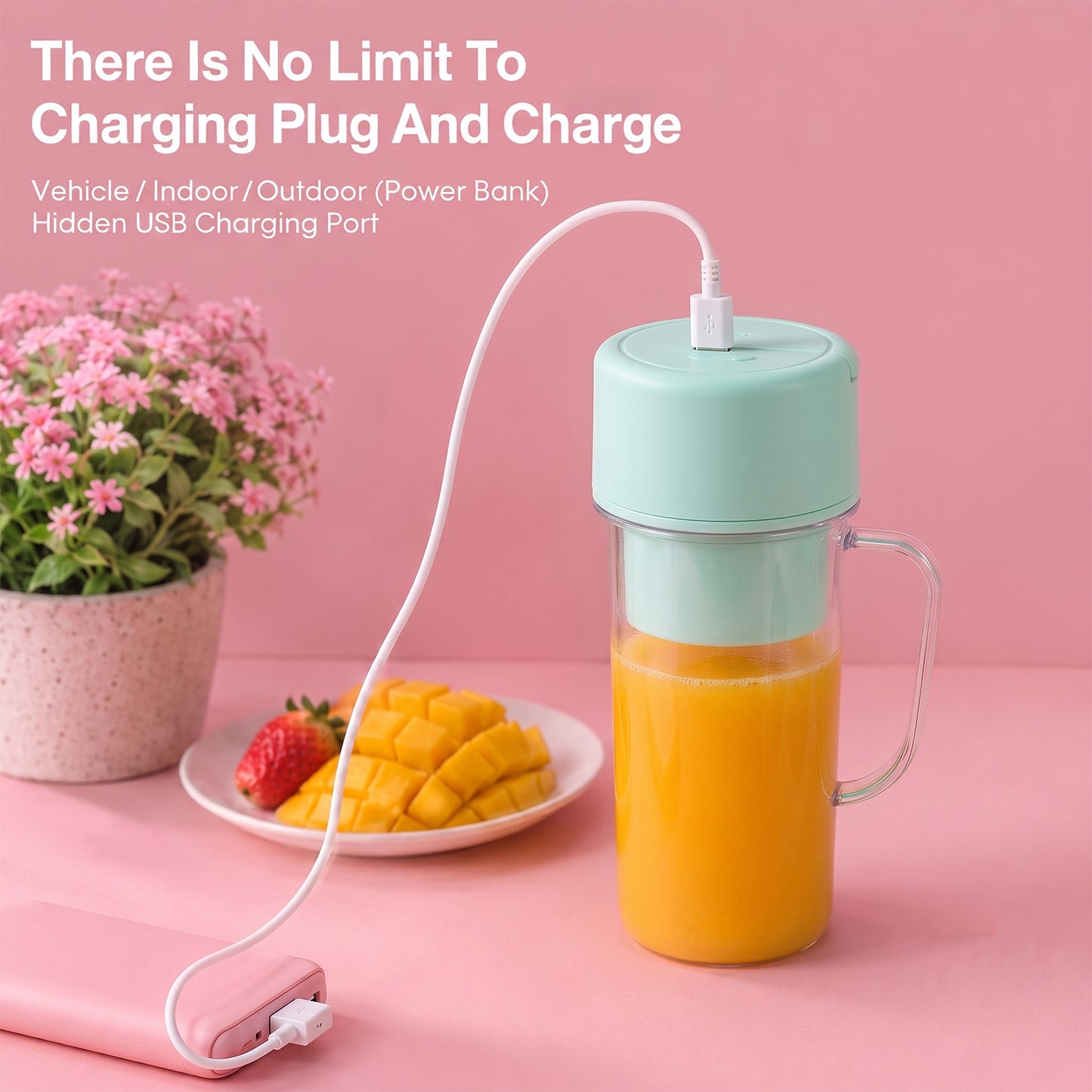 Portable Juicer 420 ML USB Rechargeable Blender Bottle for Home (1 Pc)