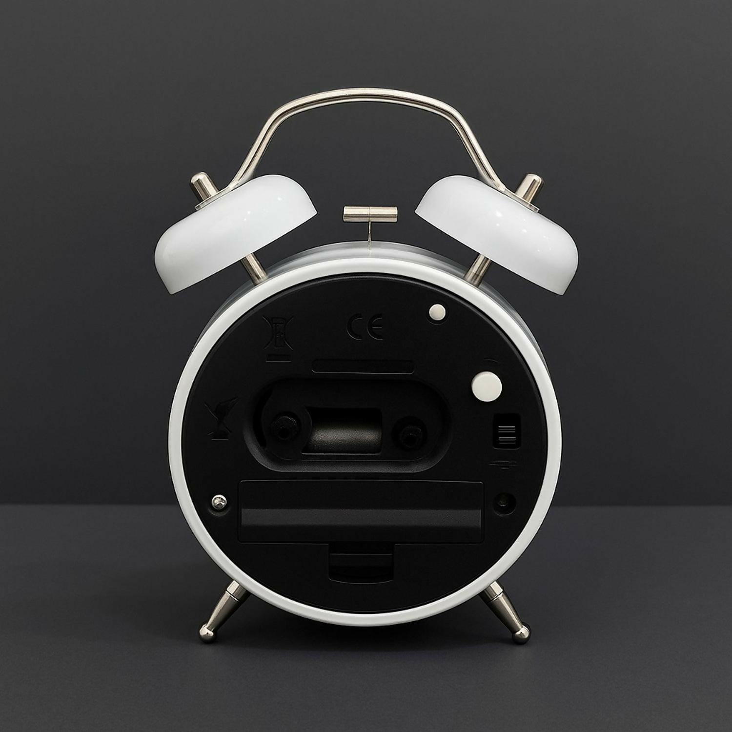 White Twin Bell Analog Alarm Clock with Loud Ringing, Retro Metal Table Desk Bedside Clock for Kids, Adults, Bedroom, Home & Office Decoration – Quartz Movement, Battery Operated