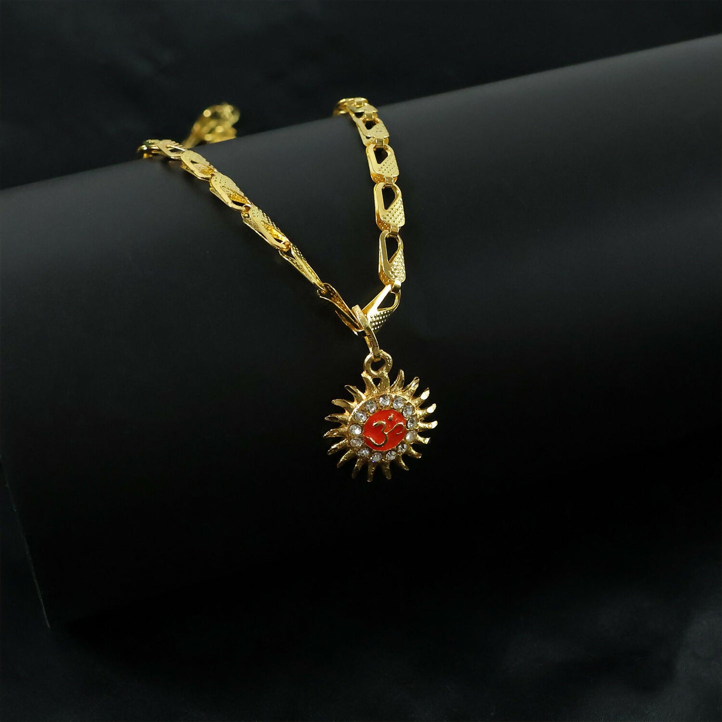 Sun and Om Pendant with Chain – Spiritual Charm Necklace (Mix Designs)