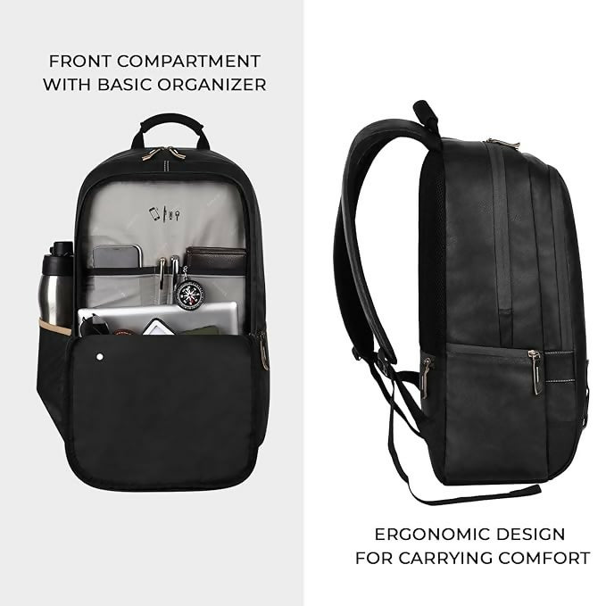 GEAR Laptop Back Pack Classic Faux Leather Black