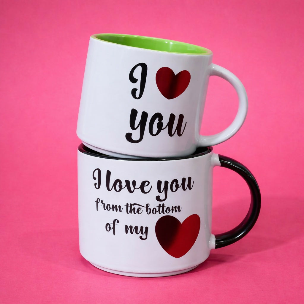 Printed Ceramic Coffee Mug Romantic Love Design Gift Cup