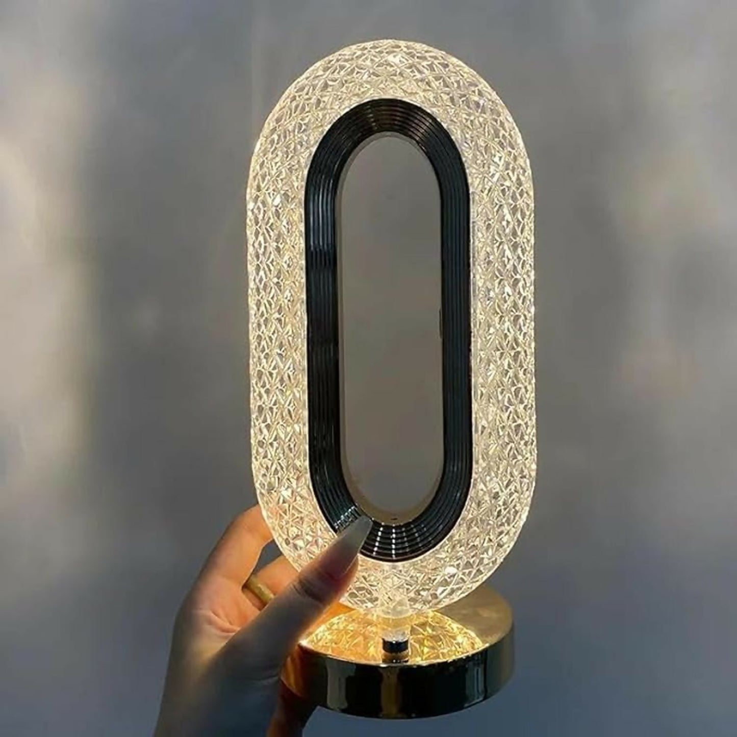 Luxury Crystal Touch Lamp with 3 Color Modes & Dimmable Brightness | Rechargeable LED Bedside Table Lamp for Bedroom, Living Room & Home Décor | Acrylic Diamond Pattern Night Lamp (Warm, Natural & Cool Light)