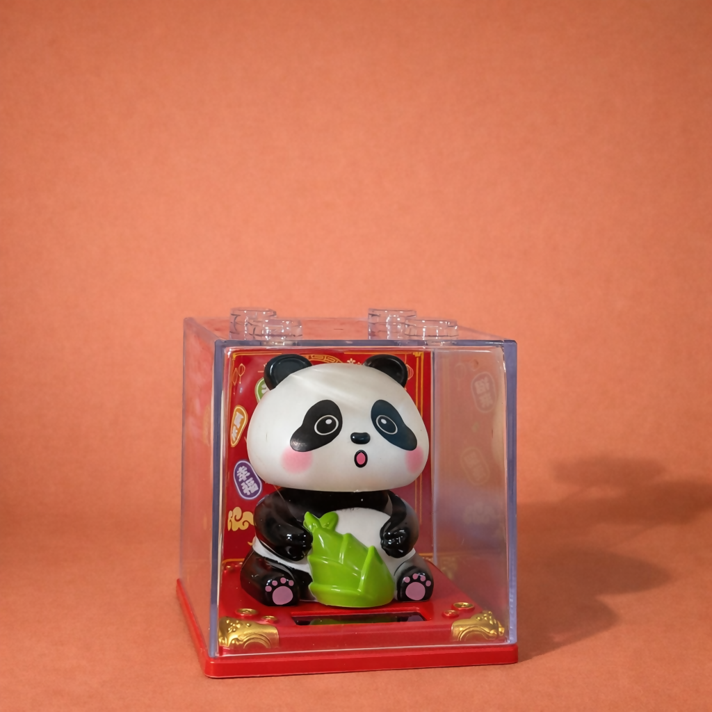 Solar Powered Head-Shaking Panda Toy • Cute Dashboard Bobble Panda